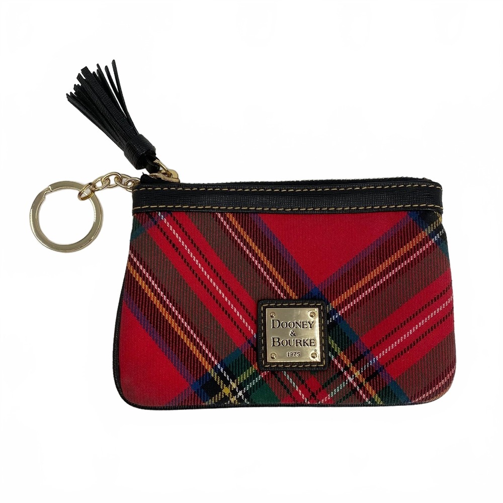 Dooney & Bourke Red Plaid Cotton Leather Clutch | OS Regular